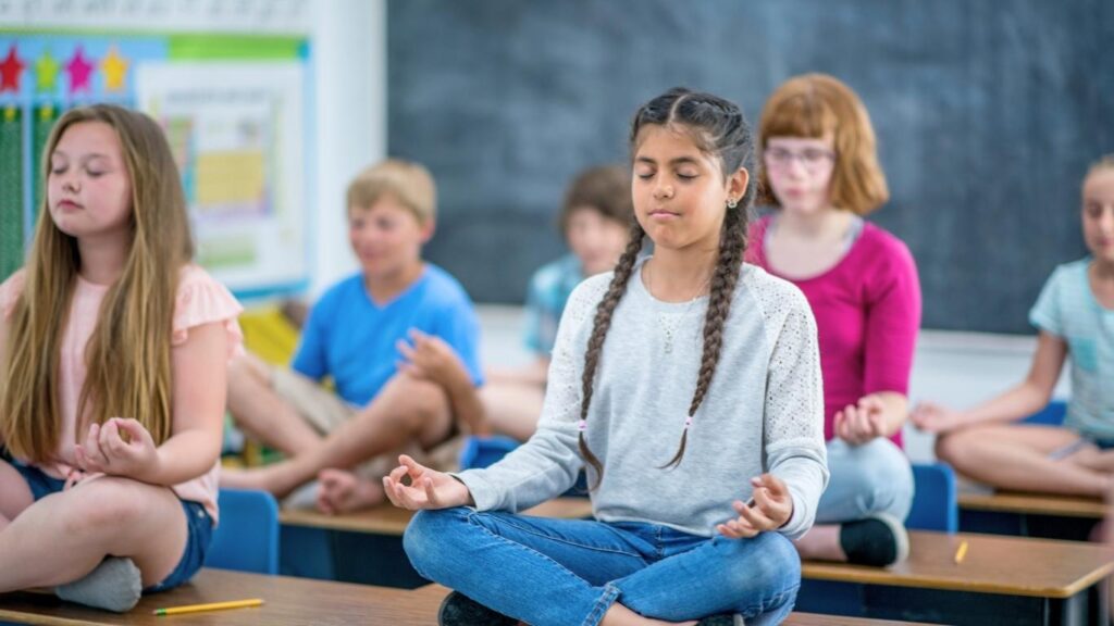 Students doing meditation