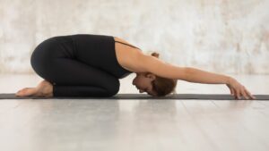 Utthita Balasana (Extended Child's Pose) performed by yoga practioner