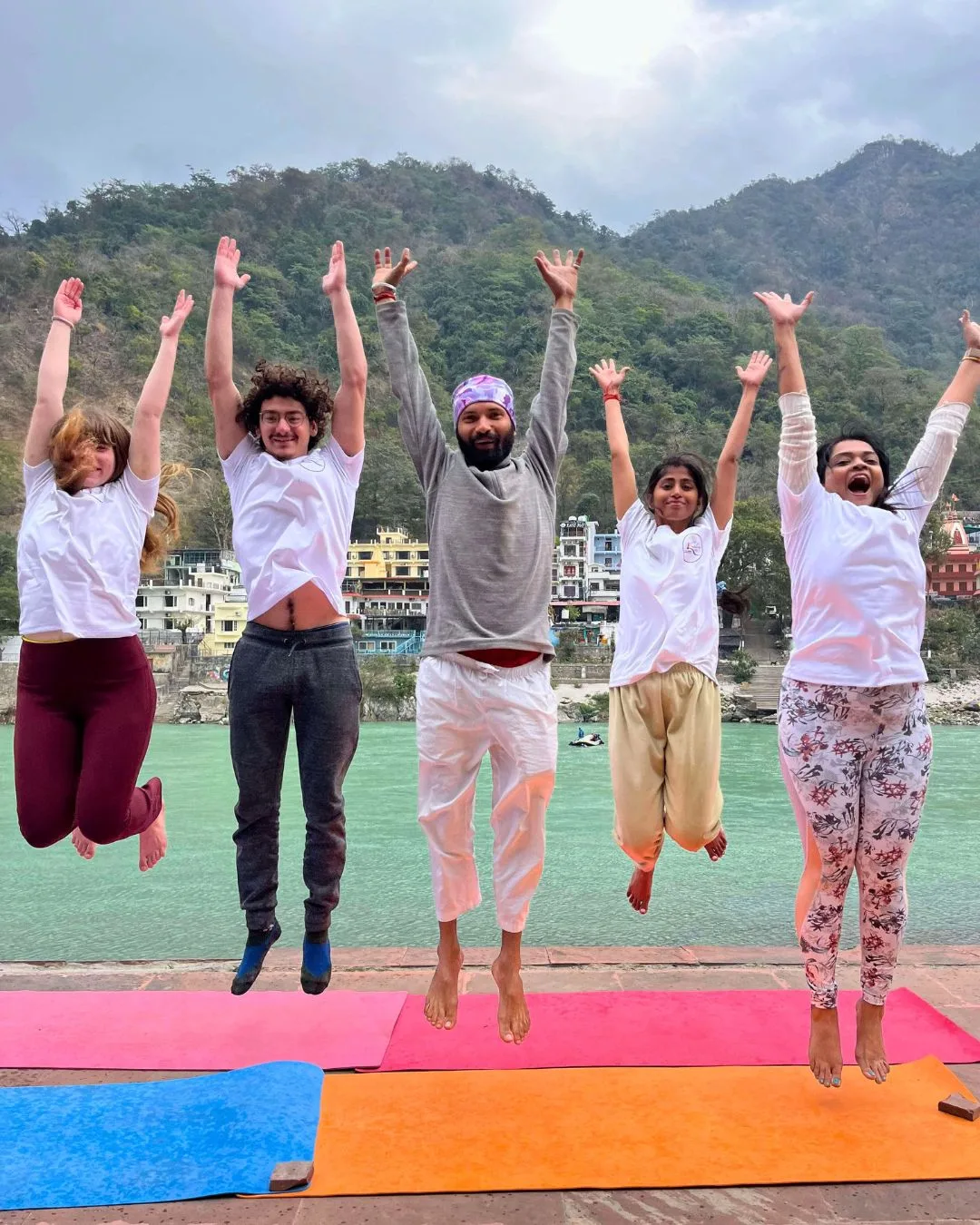 Yoga Students enjoying their day near ganga river