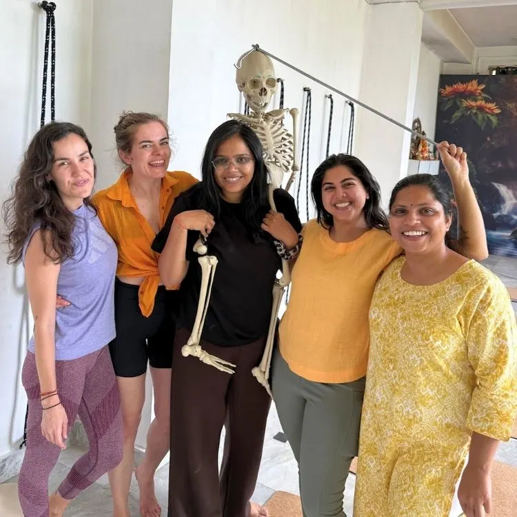 Yoga Studentswith ayurveda teacher at Rishikesh Yoga Valley
