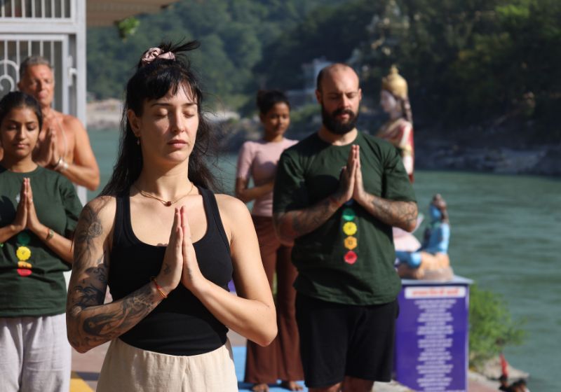 yoga teacher training student meditating