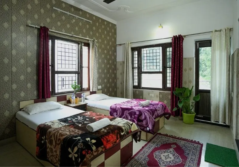 Double shared 200 hour yttc room at rishikesh yoga valley school