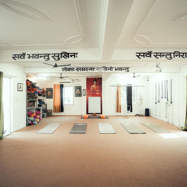 Rishikesh yoga valley yoga hall props and books