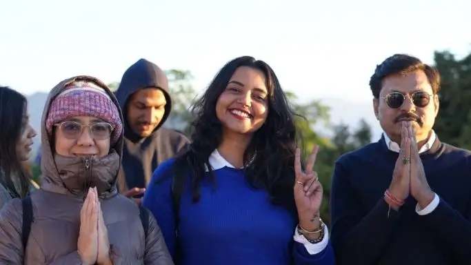 Happy students during a yoga retreat in Rishikesh at Rishikesh Yoga Valley