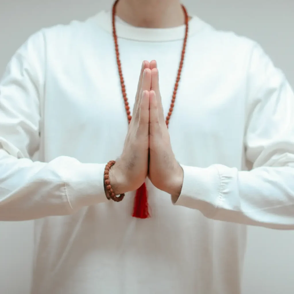 Namastey hands joined in traditional Indian greeting gesture symbolizing peace, respect, gratitude, and spiritual connection