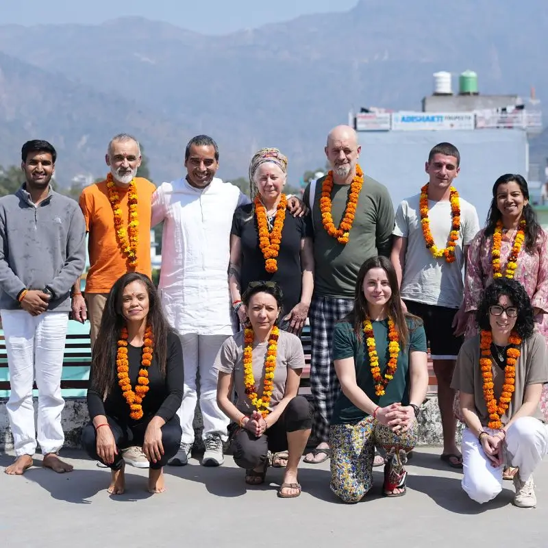 International yoga students from the 200 Hour Yoga Teacher Training course at Rishikesh Yoga Valley in Rishikesh, the yoga capital of the world.