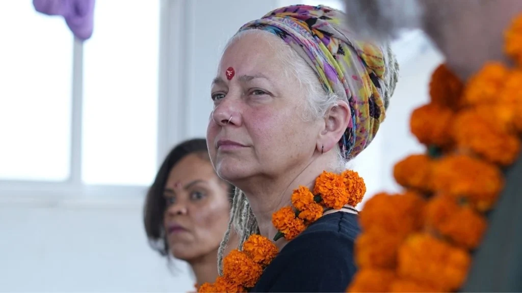 300 Hour international yoga student during opening ceremony in rishikesh at Rishikesh Yoga Valley