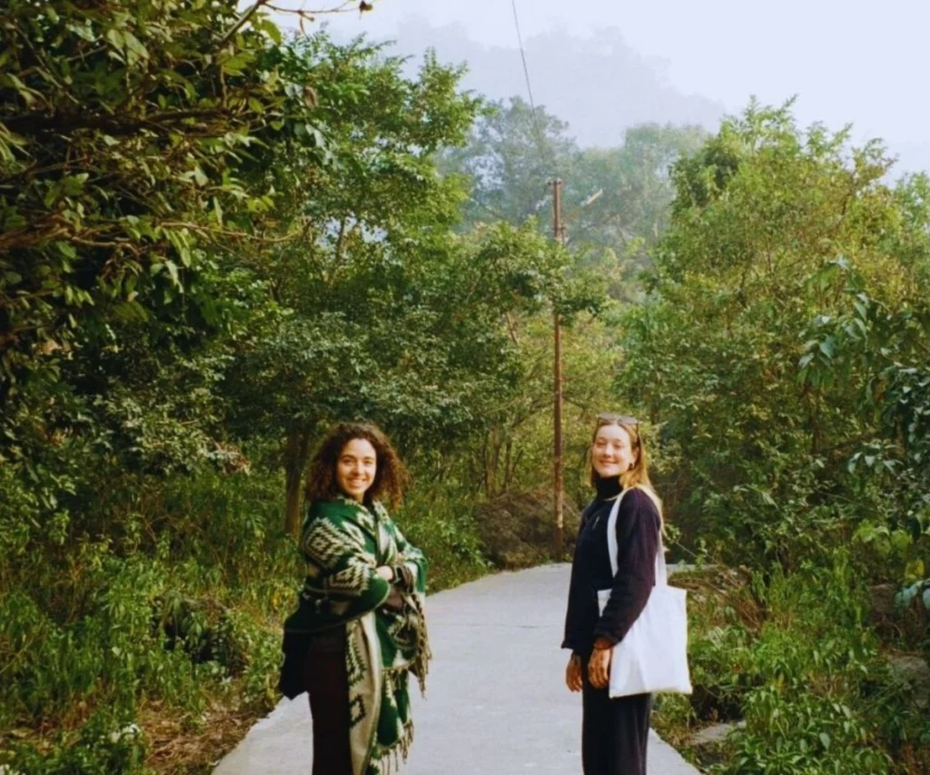 Yoga teacher training students enjoying a nature walk in Rishikesh to maintain balance