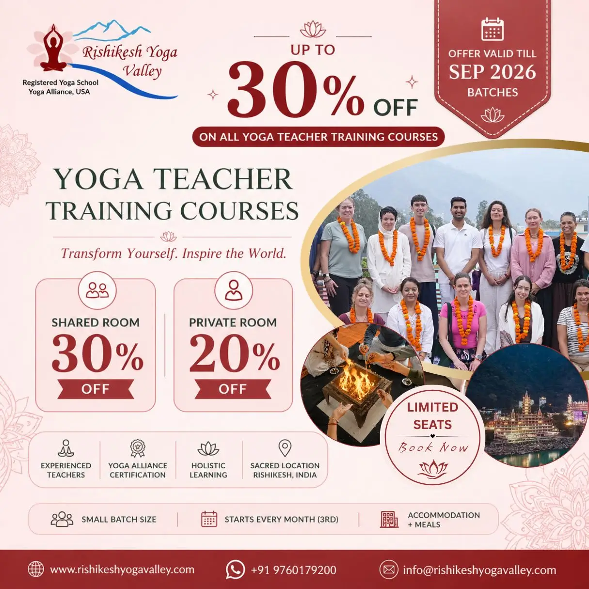 Yoga Teacher Training Courses Offer in Rishikesh