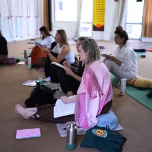 yogi rakesh teaching ayurveda in 200 hour yoga teacher training course in rishikesh