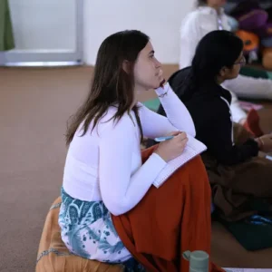yogi rakesh teaching ayurveda in 500 hour yoga teacher training course in rishikesh india