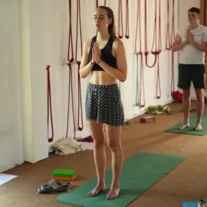 yogi upendra teaching pranayama in 7 day ayurveda and yoga retreat in rishikesh india