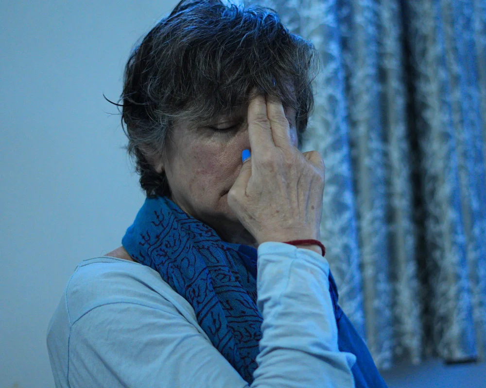 Participant practicing pranayama during a 10 Days Yoga Retreat in Rishikesh