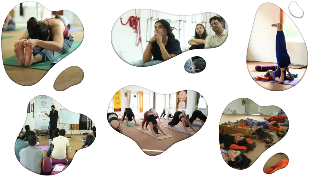 Students practicing asanas, meditation, sound healing, and yoga philosophy during the 200 Hour Yoga Teacher Training in Rishikesh at Rishikesh Yoga Valley.