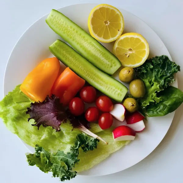 fresh and clean salad during 10 days yoga retreat in rishikesh