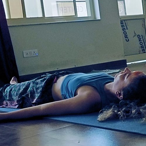 yoga Student doing savasana